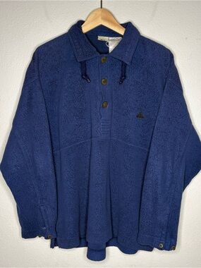 Vintage Nike ACG Blue Fleece Henley Sweater Pullover Y2K Mens Size Medium